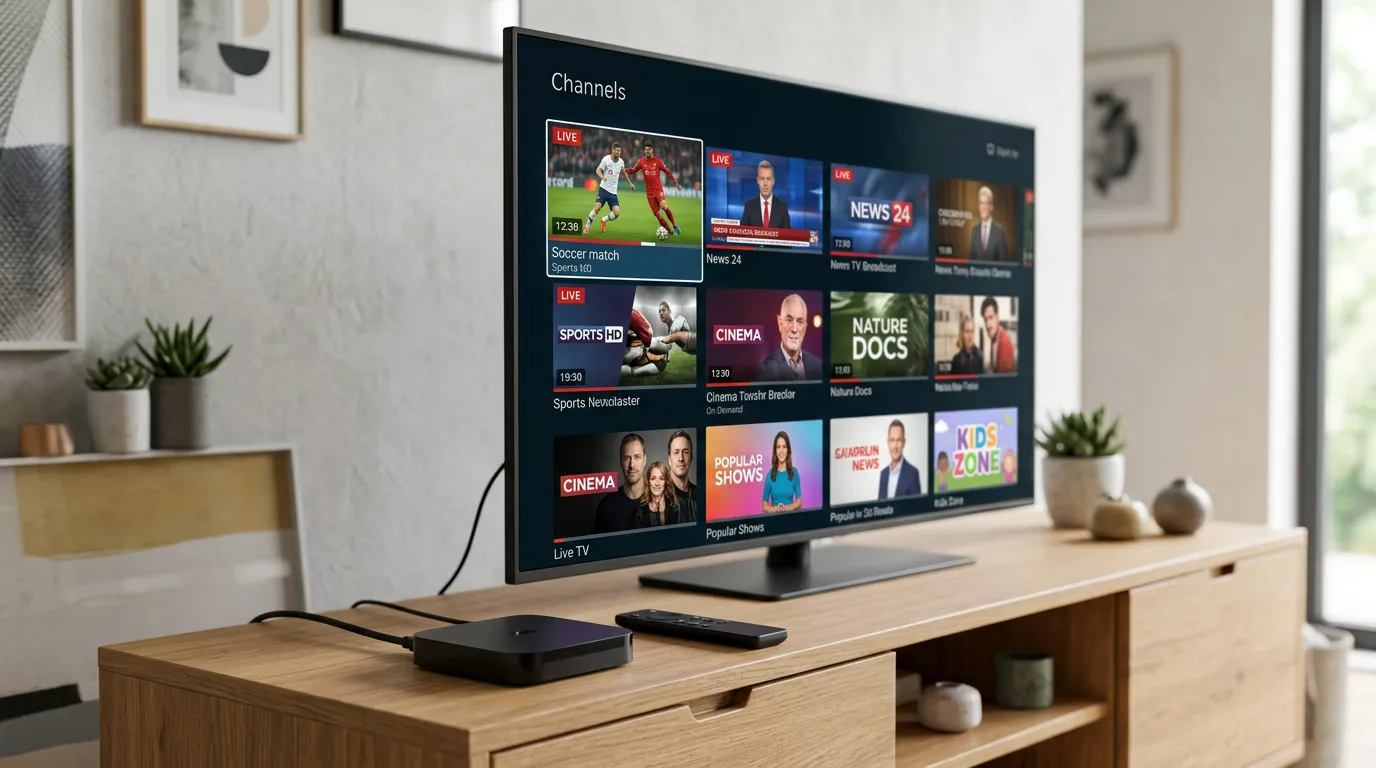 IBO Player Pro on Apple TV 4K streaming live channels in Dolby Vision quality