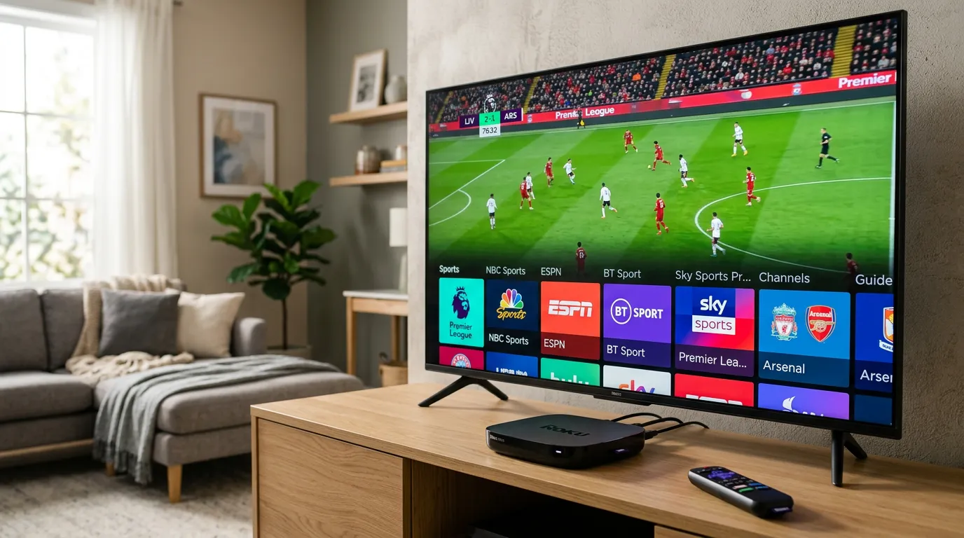 IPTV app running natively on Samsung Smart TV with 4K channel grid displayed